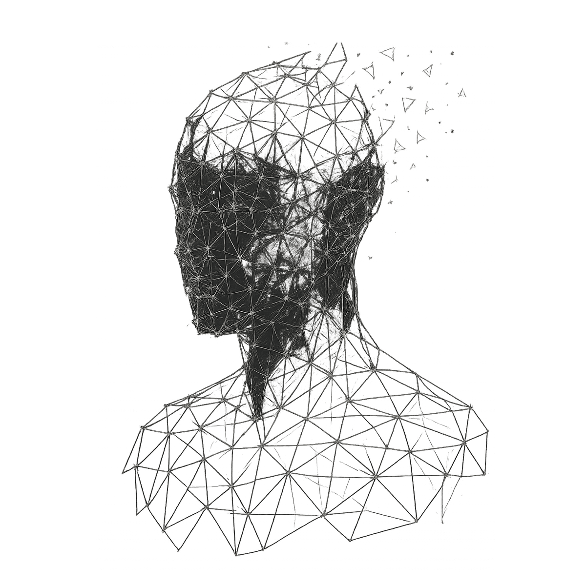 Stylized polygon art of a human head
